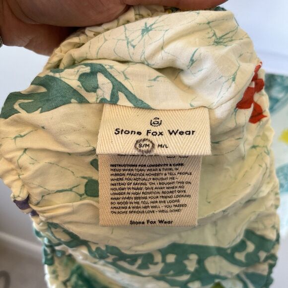 Stone Fox Wear Two Piece Linen Blend Set Smocked Bandeau Top & Pants Boho Small - Picture 6 of 9